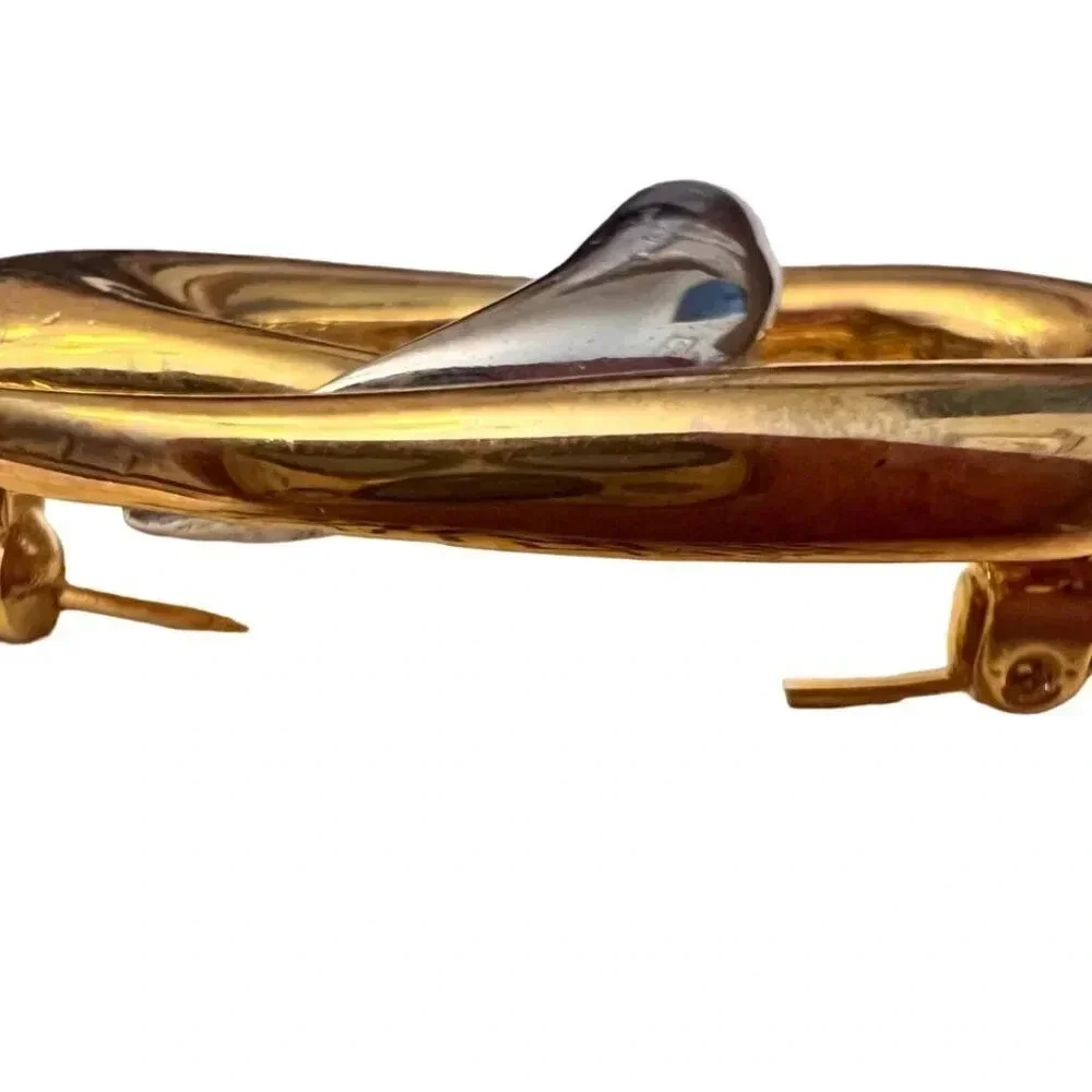 Vintage Liz Baker Essentials Spiral Brooch Pin Gold Tone
